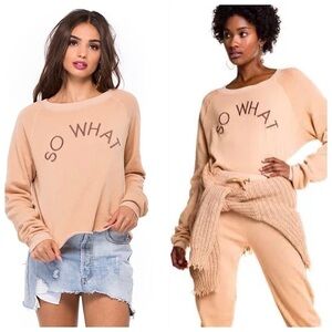 WILDFOX Oversized Crop Sweatshirt Beige Tan Neutral Size XS …